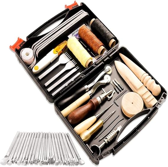 Leather Working Tools Prong Punch Edge Beveler Wax Ropes Needles Stitching Punching Cutting Sewing