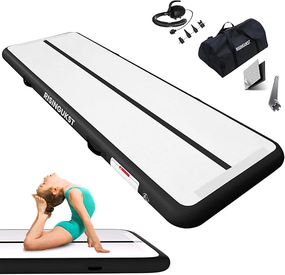 Air Gymnastics Track Tumbling Mat Inflatable | Training Tumble Mat for Home Gym Outdoor, Cheerleading Gymnastics Mats with Pump