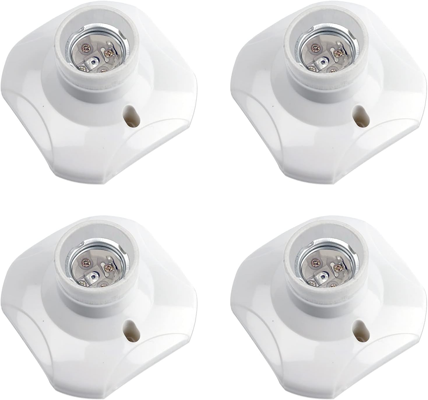 E27 Screw Light Bulb Socket Holder, ES Lamp Holder Base, Edison Screw E27 Wall Socket, Ceiling Light Fitting, AC 220-250V, White, 2pcs