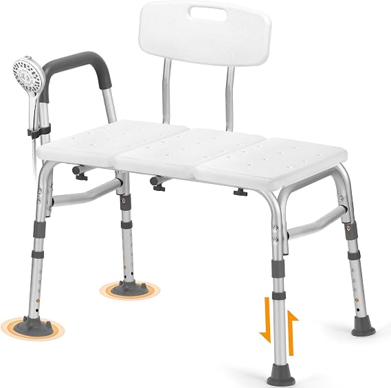 TABEKE Tub Transfer Bench & Shower Chair for Bathtub, Elderly & Disabled