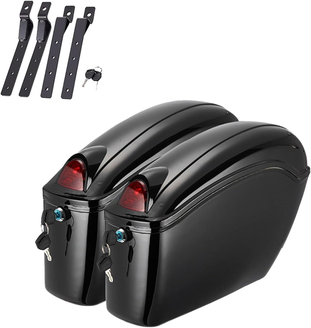 Motorcycle Universal Saddle Bags Side Boxs Luggage Tank Hard Case For Kawasaki For Vulcan 900 800 500 Klr650 W Taillight