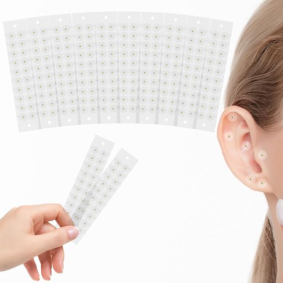 200Pcs(10 Sheets) Ear Seeds,Gold Ear Seeds Acupuncture,Disposable Ear Seeding Health Care Sticker for Relaxing Anxiety Stress,Suitable for Both Men and Women