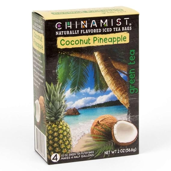 China Mist Iced Tea Coconut Pineapple Green Tea Infusion Refreshing and Delicious Each Tea Bag Yields 1/2 Gallon 4 bags.