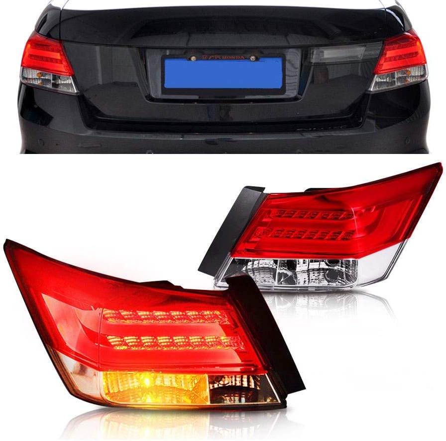 MOSTPLUS Red LED Rear Brake Tail Lights Compatible for Honda Accord 2008-2012 4 Door Sedan Set2