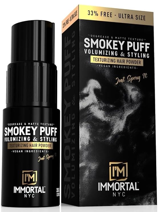 Immortal NYC Smokey Puff Hair Powder Matte Texturizing & Volumizing Powder for Extra Volume Vegan, Easy-to-Use, No Residue 33% Extra Free Men & Women, All Hair