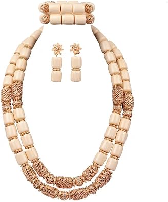 2 Rows African Artificial Coral Necklace Wedding Gift African Beads Jewelry Set