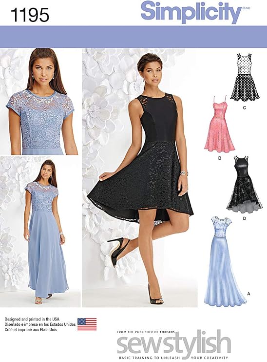 Simplicity 1195 Women's Evening, Special Occasion, and Cocktail Dress Sewing Pattern, Sizes