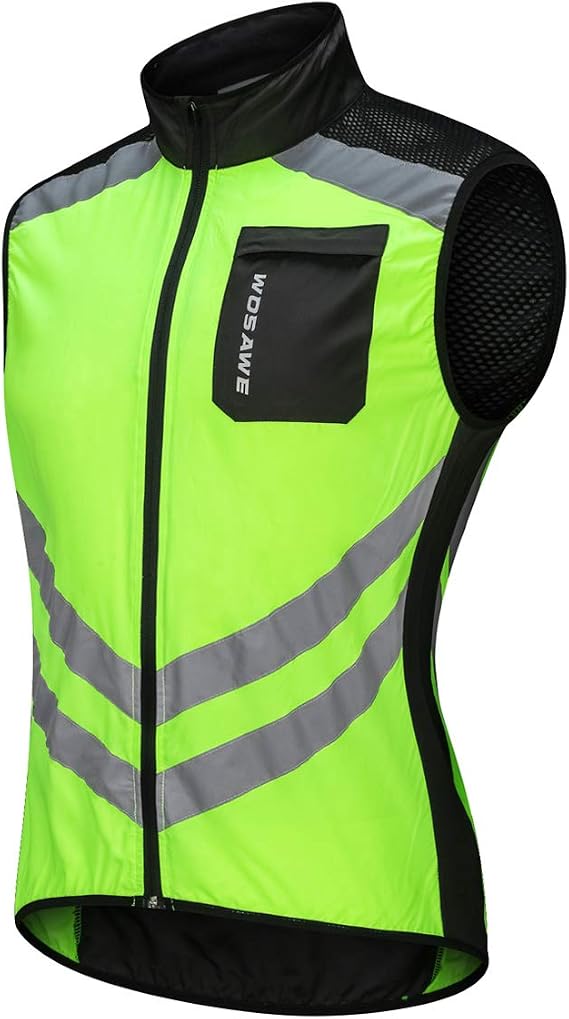 WOSAWE Highly Reflective Cycling Vest Motorcycle Off-road Sleeveless Wind Jacket