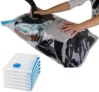 Travel Vacuum Storage Bags for Clothes Comforters Blankets Mattress Pillows with Pump Space Saver Bag,White