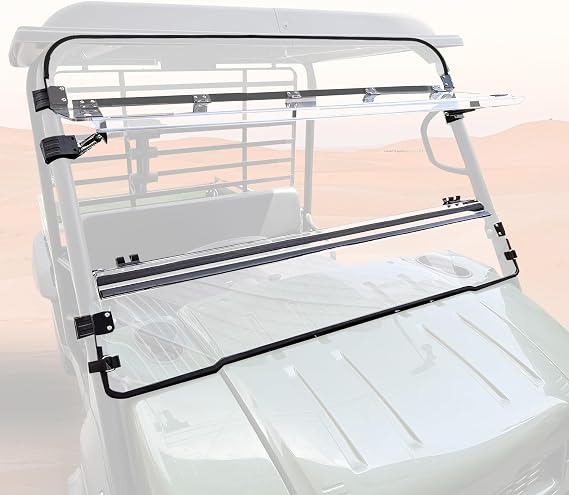 3-IN-1 Flip Up Front Windshield for MULE 4010, 1/5" Hard Coated Flip Front Full Windscreen Compatible with Kawasaki MULE 4000 4010 2009-2026 Accessories Scratch Resistant Folding Window