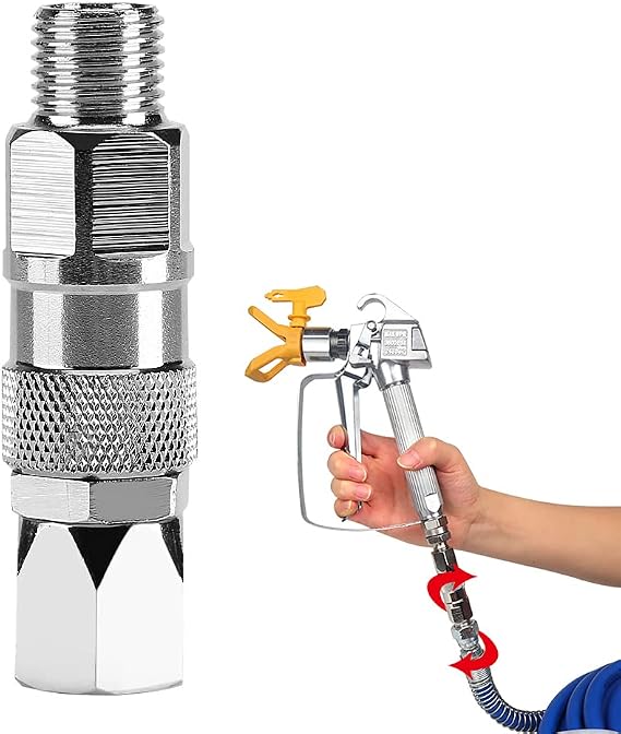 Sprayer Joint 360 Degrees Rotate Stainless Steel Airless High Pressure Spray Gun Hose Swivel Joint Connector Accessories for Paint Sprayers & Hose (1/4inch)