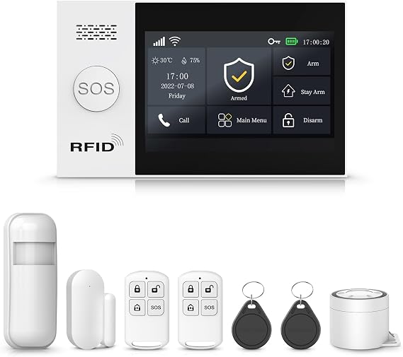 PGST Wireless Home Security Systems,Smart Home Alarm System with 4G SMS/Tuya App Instant Alerts,Motion Detector,Door Alarm Sensors,Compatible with Alexa and Google Home,No Monthly Fee