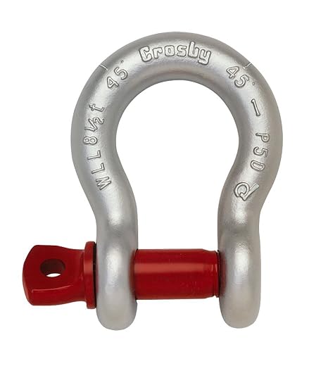 Crosby Screw Pin Anchor Shackle Carbon Steel, Galvanized, 2 Ton WLL, 1/2" Size, G-209