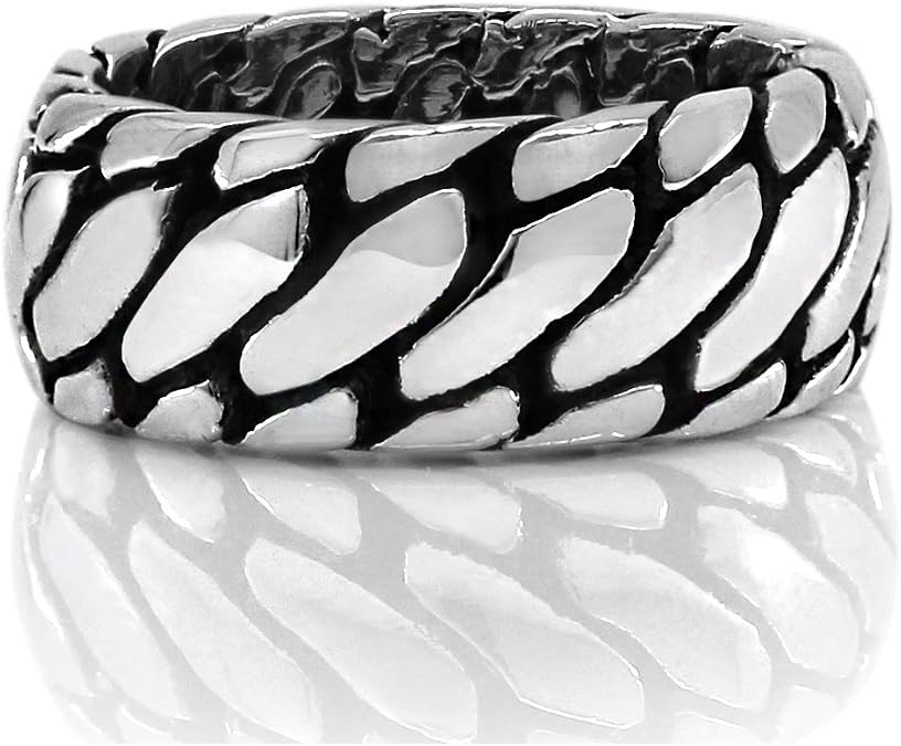SILVER TIRE - Solid 925 Sterling Silver Heavy Men Ring - Size 7 to 13