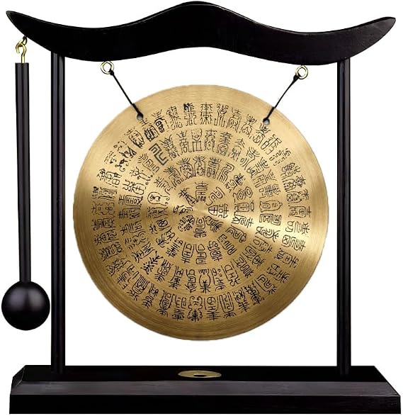 Brass Feng Shui Gong Percussion Instruments Handmade Brass Gong Zen Art Desktop Chinese Home Decor Office Decorative Ornament Housewarming Blessing Gift