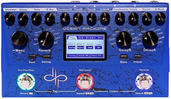 OceanMachine, Double Delay Reverberator, Electric Guitar Single Block, Triple Spike Double Delay Reverberator