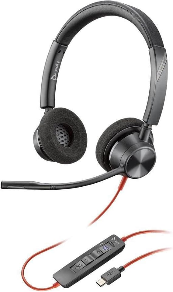 Poly Blackwire 3320 Microsoft Teams Certified Headset with USB-C/A Adapter TAA - Stereo - Wired - USB Type C - Mini-Phone (3.5mm) - 32 Ohm - 20 Hz to 20 kHz - On-Ear - Binaural