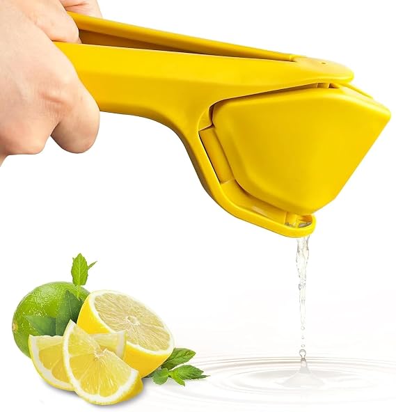 Lemon Squeezer, Manual Max Juice Extraction Lemon Juicer, Easy-to-Use Flat Lemon Lime Squeezer with Leverage for Effortless Juicing, Built-in Strainer, Easy to Clean