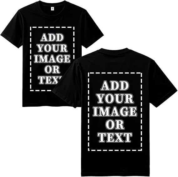 FEEGO Thickened Cotton Short Sleeve Custom T-Shirts,Front & Back Print,Personalized with Your Photo,Fit for Men Women