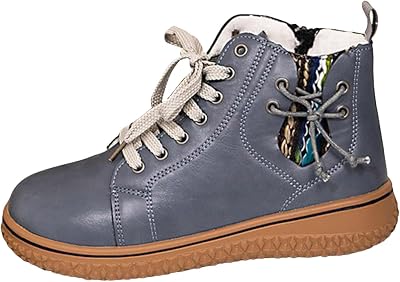 Womens Lace Up Ankle Boots Anti-Slip Flats Anti-Slip Leather Booties Casual Round Toe Shoes Lightweight Water Resistant Boots Fashion Walking Shoes
