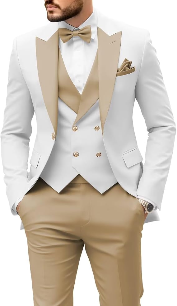 Mens Suits Slim Fit 3 Piece Tuxedo for Men Suit Wedding Prom Tux