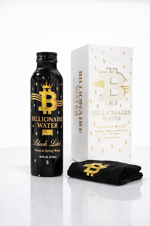 Billionaire Water (Black) Natural Spring Water in Matte-Black Aluminum Bottle