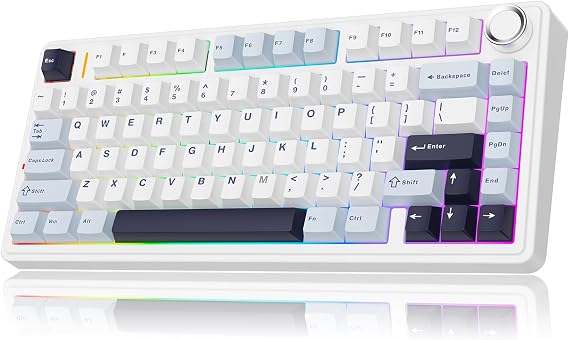 MechLands AULA F75 PRO 75% Compact Custom Mechanical Keyboard Creamy Sound BT5.0/USB-C/2.4GHz Wireless Gaming Keyboard with Gasket Structure, Hot-Swappable, Knob RGB, Reaper Switch, Compatible with
