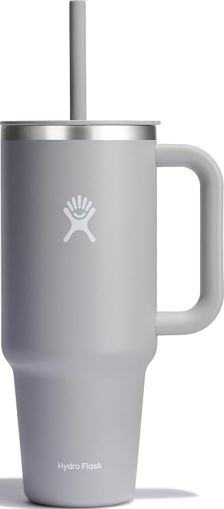 Hydro Flask - Travel Tumbler 1180 ml (40 oz) with Closable Press-In Straw Lid - Stainless Steel - Double Wall Vacuum Insulated - Splash resistant lid - Birch