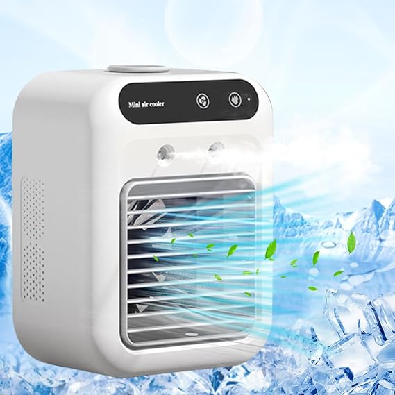 Mini Air Cooler, Portable Evaporative Air Cooler,USB Personal Cooling Fan with Spray Modes,15° Adjustable Titl,500ML Water Tank,Desktop Mist Spray Air Cooler for Home, Office, Bedroom [Energy Class A+++]