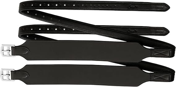 Exion Wide Stability Stirrup Leathers 2.25 Broad English Saddle Straps with Non-Stretch Nylon Core Premium Leather Stirrups for Jumping, Dressage & Eventing Saddles (Pair)