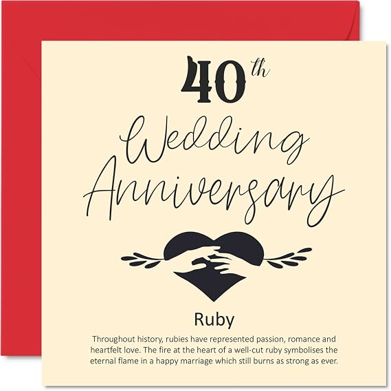 Stuff4 40th Anniversary Card for Wife or Husband Boyfriend Girlfriend | 40th Wedding Anniversary, Ruby Wedding Anniversary Card for Women and Men Her or Him