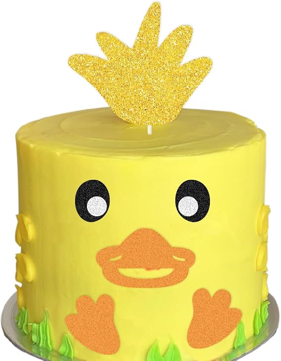 Duck Cake Topper Set - Eyes, Paws Cake Decorations for Duck Themed Birthday Party