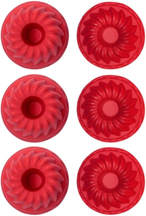 Kırmızı, Silikon Mini Kek ve Muffin Kalıbı, 7x3 cm, BPA İçermez, Fırında Kullanılır, Makinede Yıkanabilir, 6 Adet