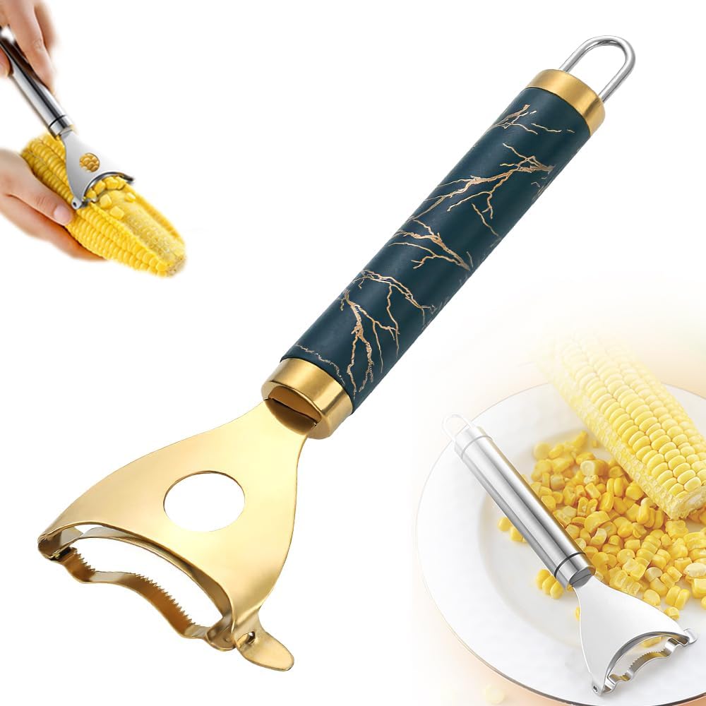 2025 New Corn Peeler, Stainless Steel 2 In 1 Corn Stripper Effortless Fast Corn Shucker, Upgrade Durable Corn Peeler Cob Stripper Tool Time Saving Convenience 1, Goldern