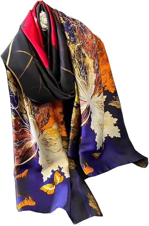 FairyCity Womens large Luxury Silk Scarf Satin Summer Scarf Lightweight Fashion Shawl Wrap