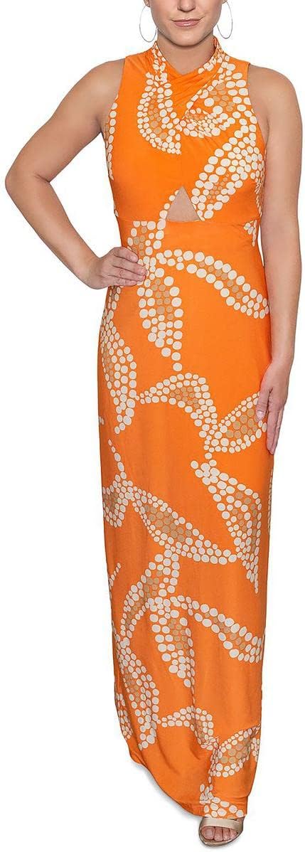 RACHEL Rachel Roy Womens Fran Matte Jersey Cut-Out Maxi Dress Orange M