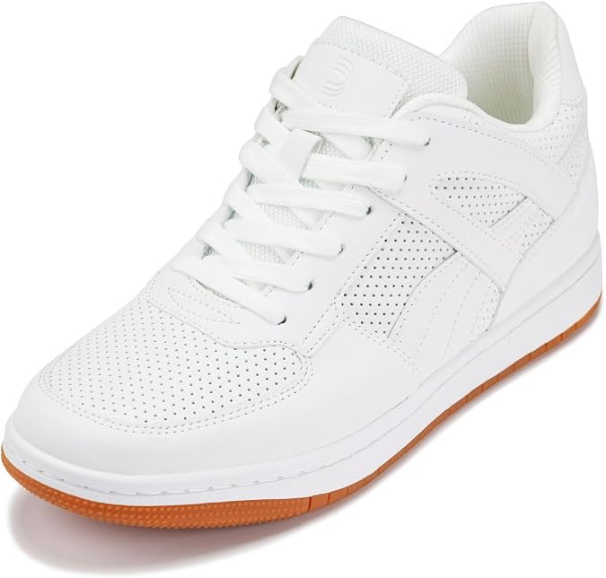 CALTO Men's Invisible Height Increasing Elevator Shoes - Leather Lightweight Fashion Sneakers - 2.2 Inches Taller
