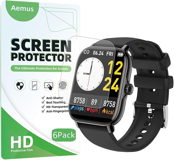 Screen Protector Compatible for paybay P150 Smart Watch 1.83" (6 Pack) Clear TPU Film for P75 Smartwatch