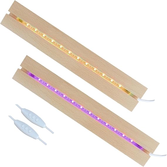9.45 inch Rectangle Display Pedestal, Colorful Rectangle Led Lights Display Base, Crystal Wooden Lighted Base Stand for Acrylic, Crystal, Night Light, Glass Resin Art