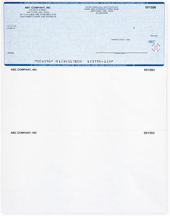 Custom Computer Checks on Top QuickBooks compatible Laser & Inkjet Business Checks, Blue, 100 Checks, 8.5" x 11"