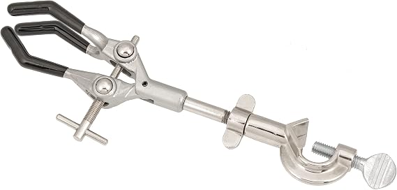 Eisco Lab Clamp for Lab Stand, Beaker Holder or Flask Clamp - Heat Resistant PVC Coated Prongs for Holding Objects up to 3.5 Inch Diameter - Boss Head Connects to Lab Stand Rods