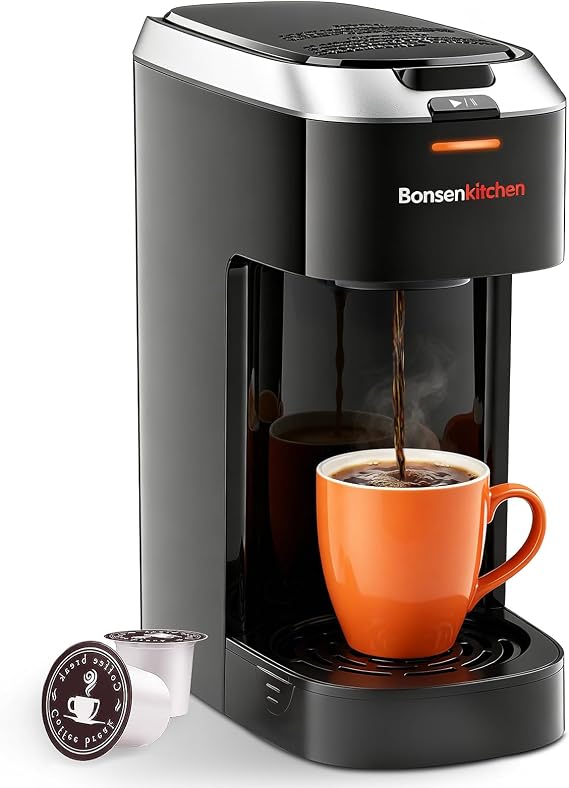 Bonsenkitchen 2-in-1 Single Serve Coffee Maker for K Cup & Ground Coffee
