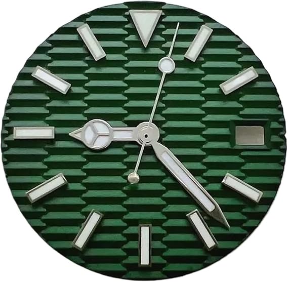 WCC00816 28.5MM Watch Dial+Hands Set Silver Blue Green Luminous for NH35/NH35A/4R/7S Movement Watches DIY Accessories