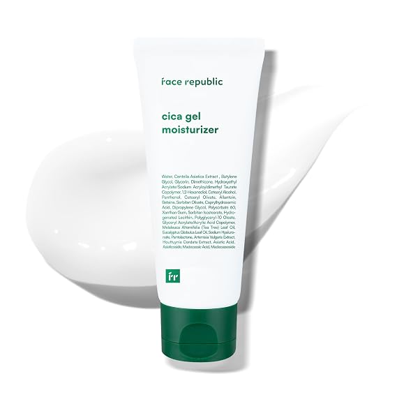 Face Republic Cica Gel Moisturizer with Centella Asiatica and Tea Tree Oil for Deep Hydration and Soothing