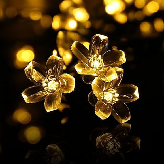 50 LED 23 ft Solar Powered Peach Blossom Garden String Fairy Lights DS03 (Warm White)