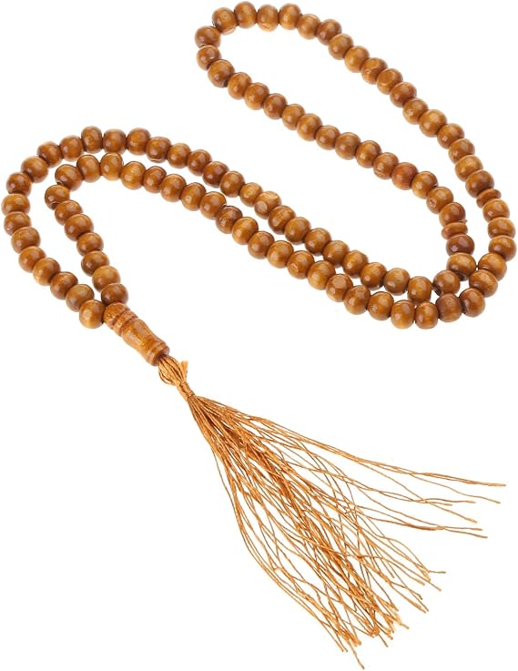 Roset Handcrafted Holding Rosary 8mm 99 Beads Prayer Beads with Bead Stops Muslim Wood Beads Religious Jewelry for Unisex