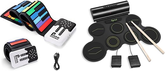 POGOLAB 49 Key Roll Up Keyboard Piano + Electronic Drum Set