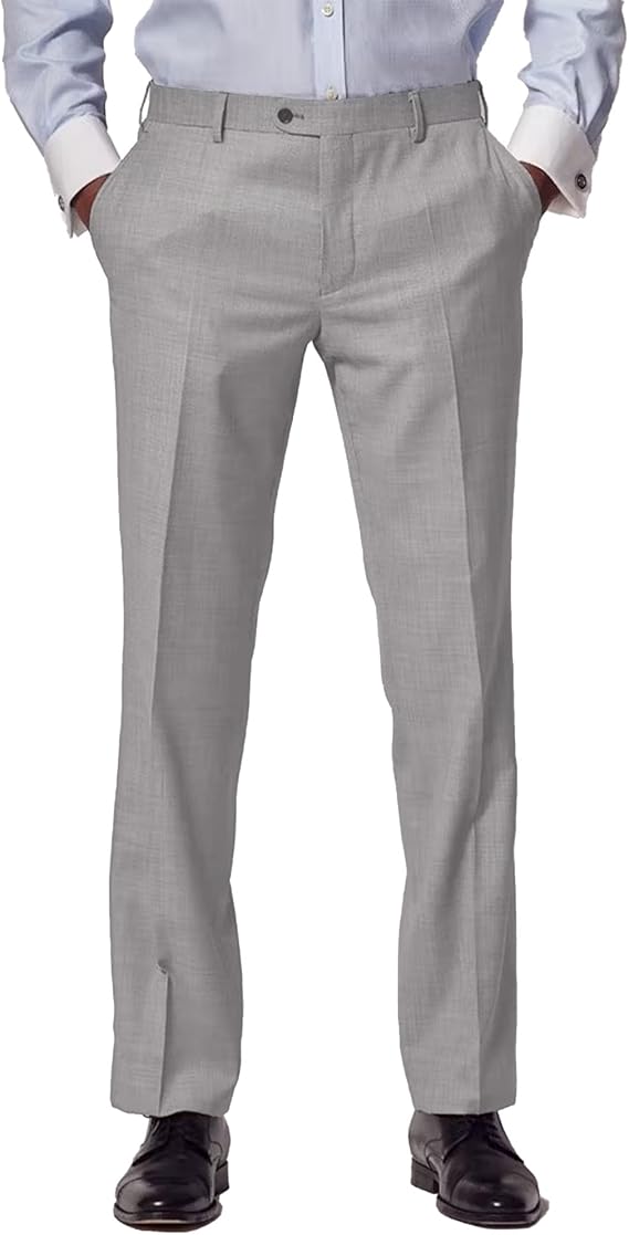 Men's Cozy Hidden Expandable Waist Dress Pants | Premium Stretch Texture Weave Work to Weekend Pants
