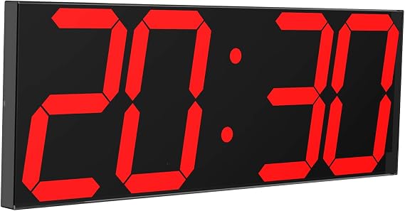 CHKOSDA LED Large Digital Wall Clock, Oversize Wall Clock with 6 Numbers, Remote Control Count up/Countdown Timer Clock, Auto Dimmer, Big Calendar and Thermometer(Red)
