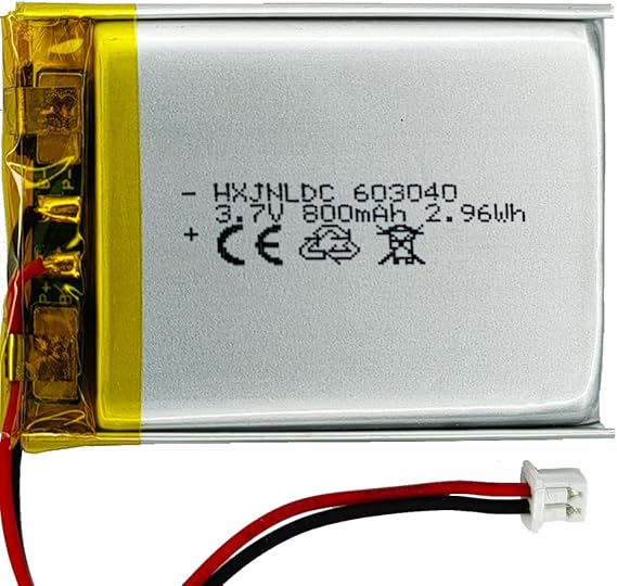 DC 3.7V 800mAh 603040 Rechargeable Lithium Polymer Replacement Battery for DIY 3.7-5V Electronic Products with Built-in 2-Wire Battery Replacement